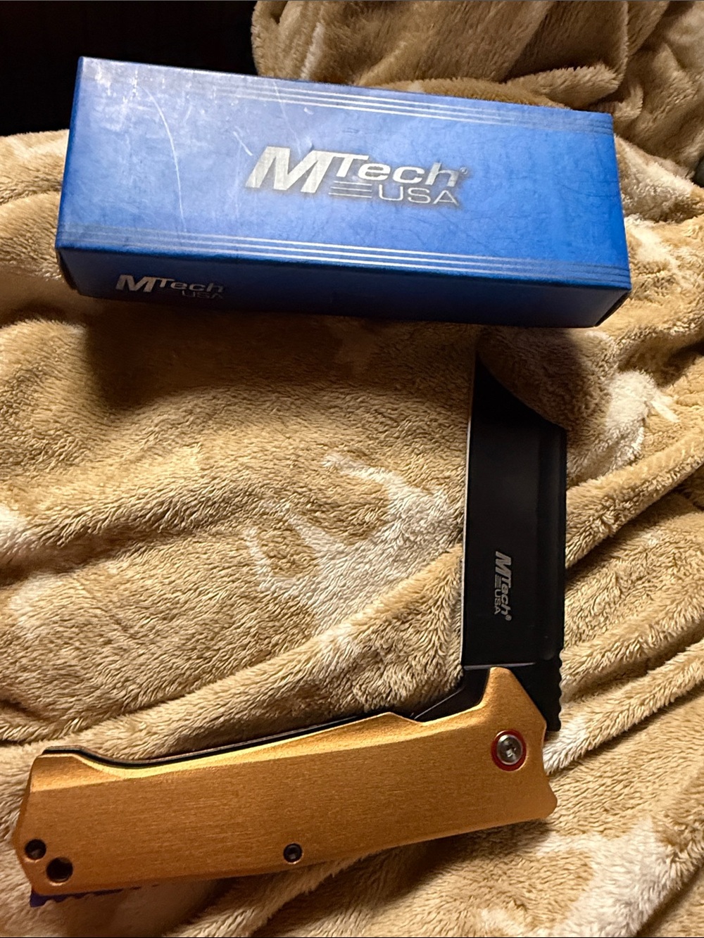 Gold Folding Knife with Black Blade